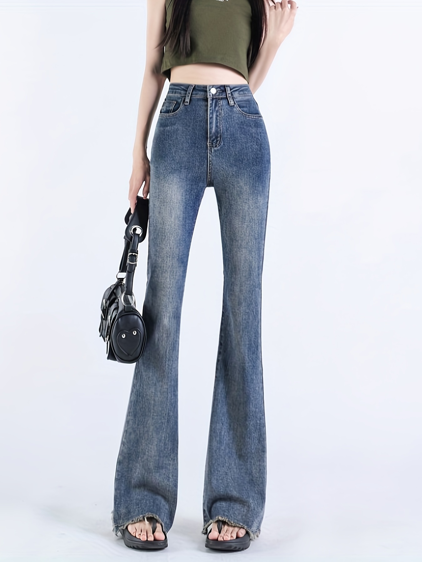 Fashion (Light Blue)Flare Jeans Women Vintage Denim Pants Fashion