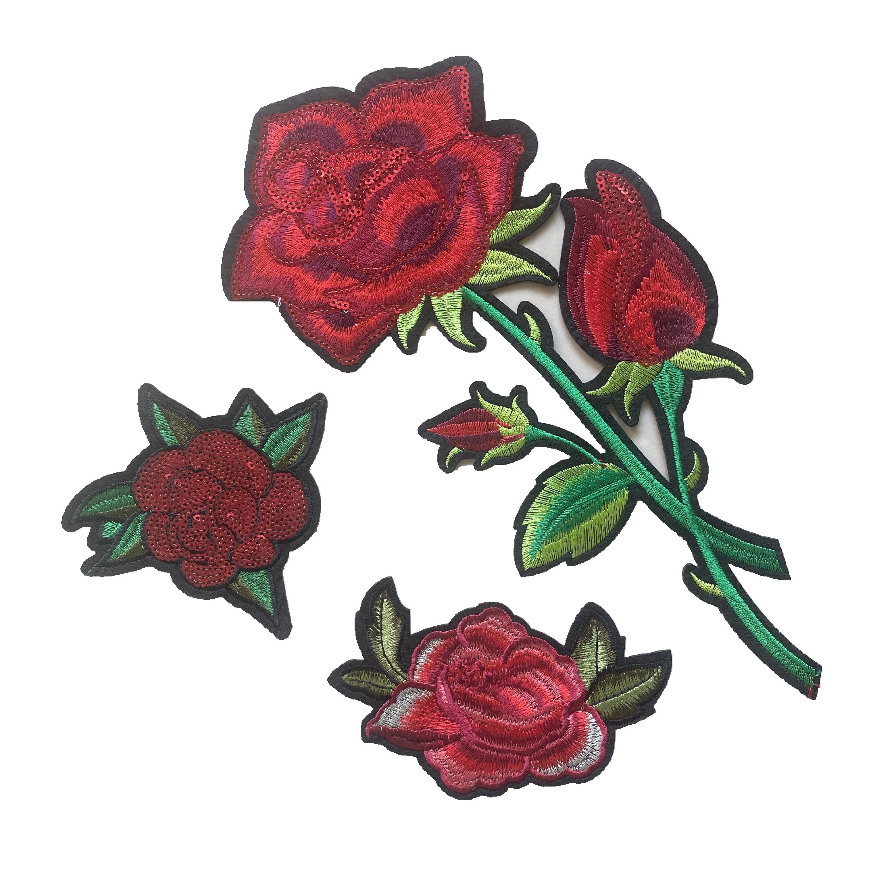 Large rose patch, Flower iron on patch, Embroidered patch for jackets