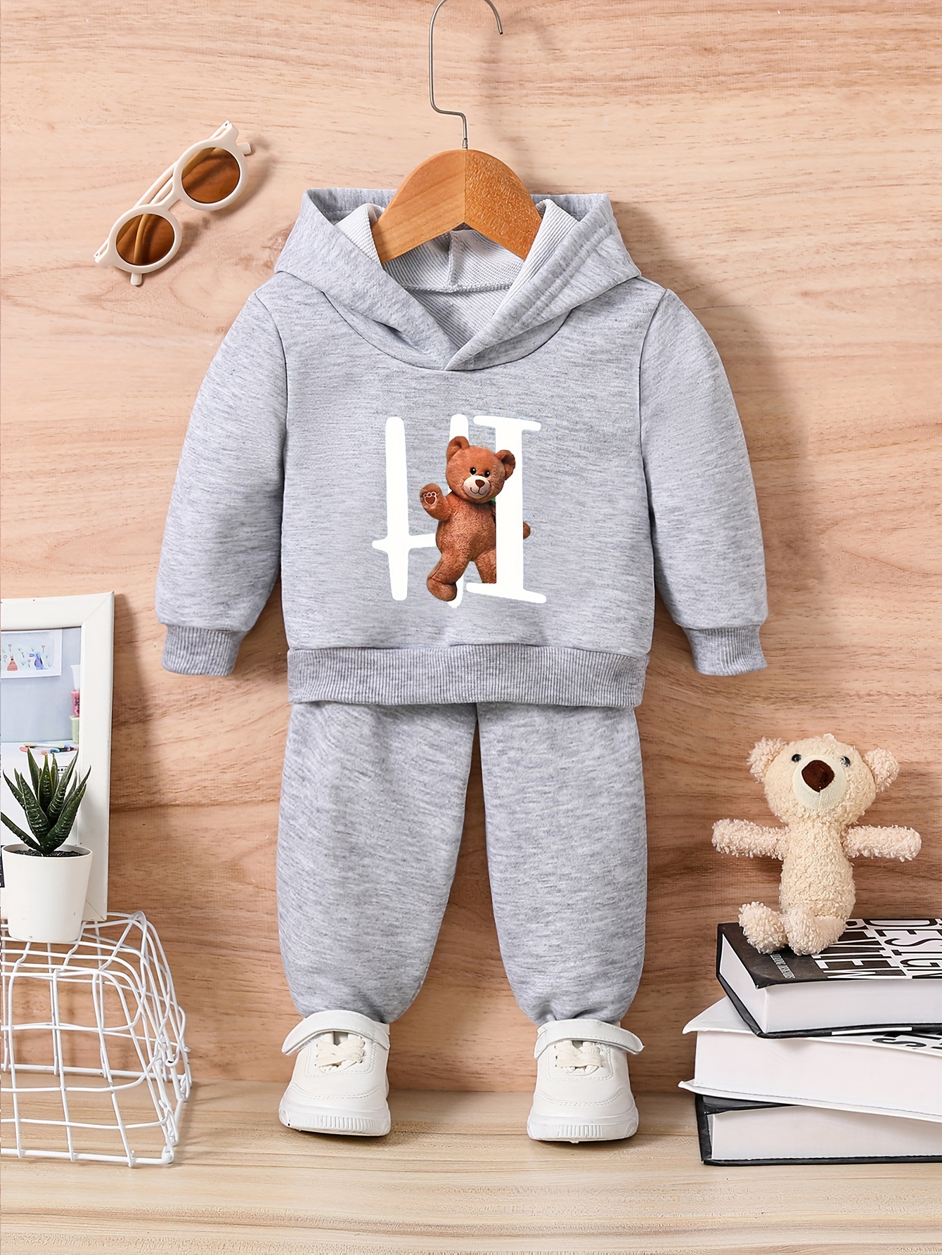 2pcs Set Abbigliamento Bambino Stampa Bear Say Hi Felpa Temu Italy