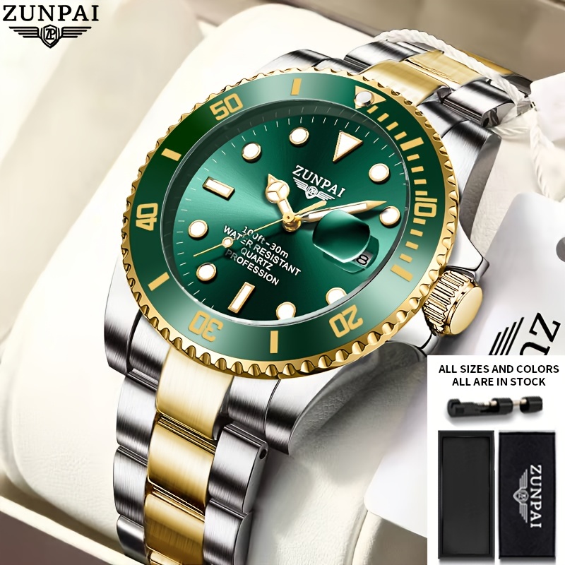 Golden Rolex Submariner Full Gold Green Dial Automatic Watch