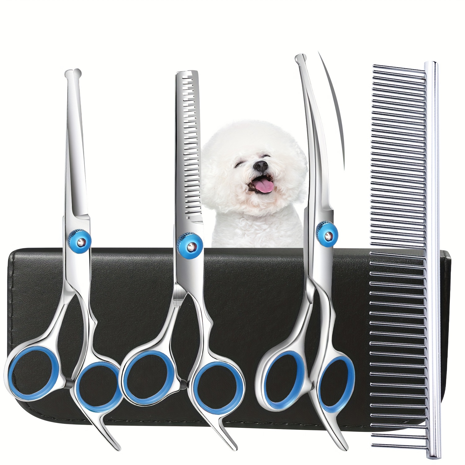 4 Piece-Safe Dog Grooming Scissors With Safety Round Tip Pet Hair Shear  Stainless Steel Grooming Set