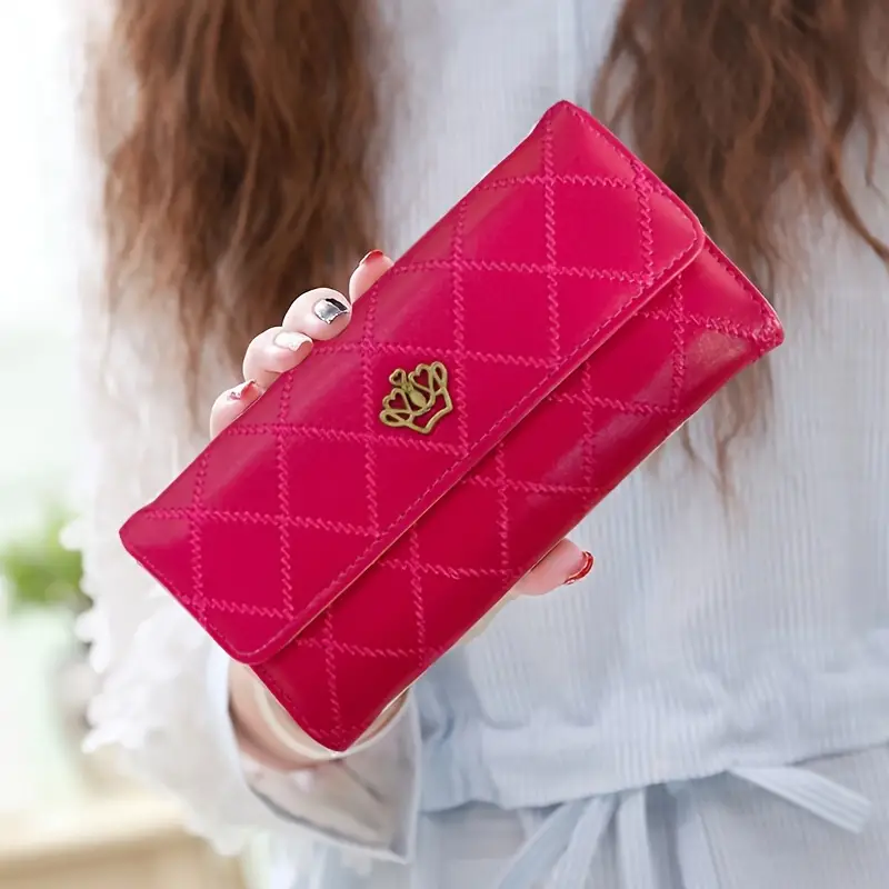 Argyle Embroidery Wallet, Women's Folding Long Money Clip, Clutch Bag  Classic Small Card Purse - Temu United Arab Emirates