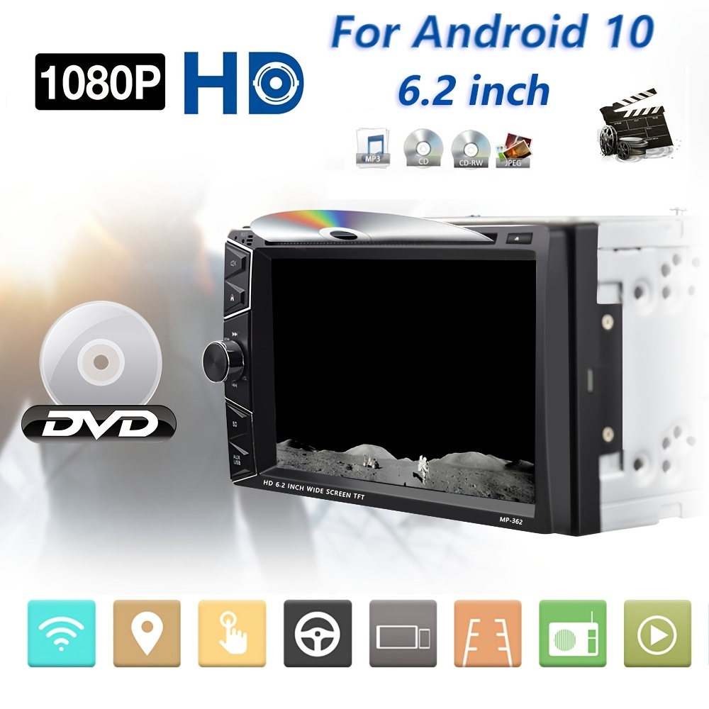 1 16G 6 2'' HD Double 2 Din Car DVD Player with Android 10.0