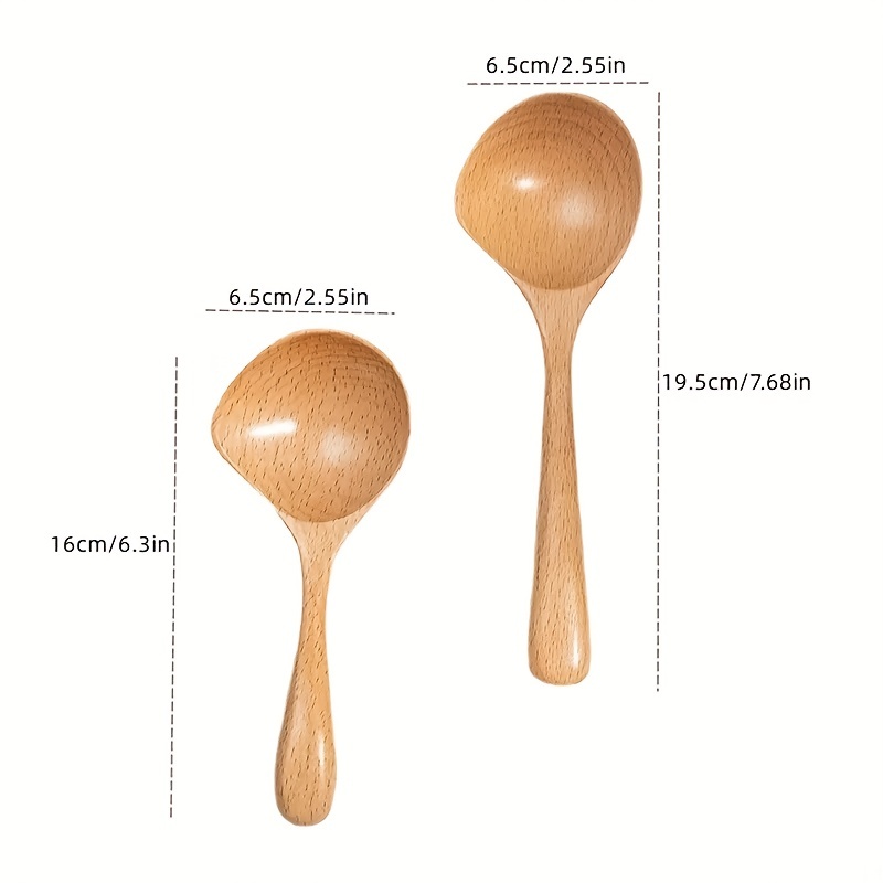 1pc Wooden Spoon, For Household Eating, Measuring, Mixing, Drinking, Rice  Spoon, Noodle Spoon, Soup Spoon, Long Handle Large Soup Spoon, Kitchen Suppl