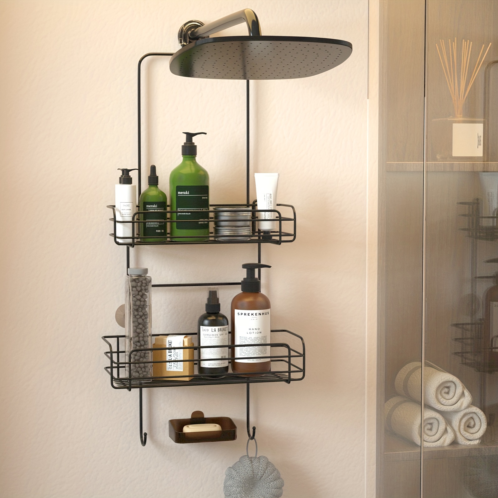Stainless Steel Bathroom Shelf Hanging Shower Head Caddy Holder