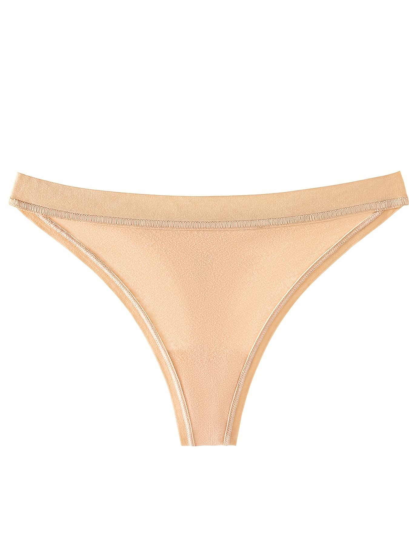 Imitation Traceless Solid Color Sexy Bikini Thong Sports Underwear Plus  Size Cotton Barely There Panties for (Beige, M) at  Women's Clothing  store