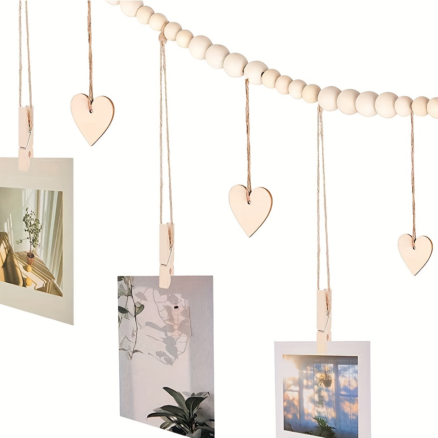 Hanging Photo Display Room Wall Decor Wooden Bead Garland - Temu