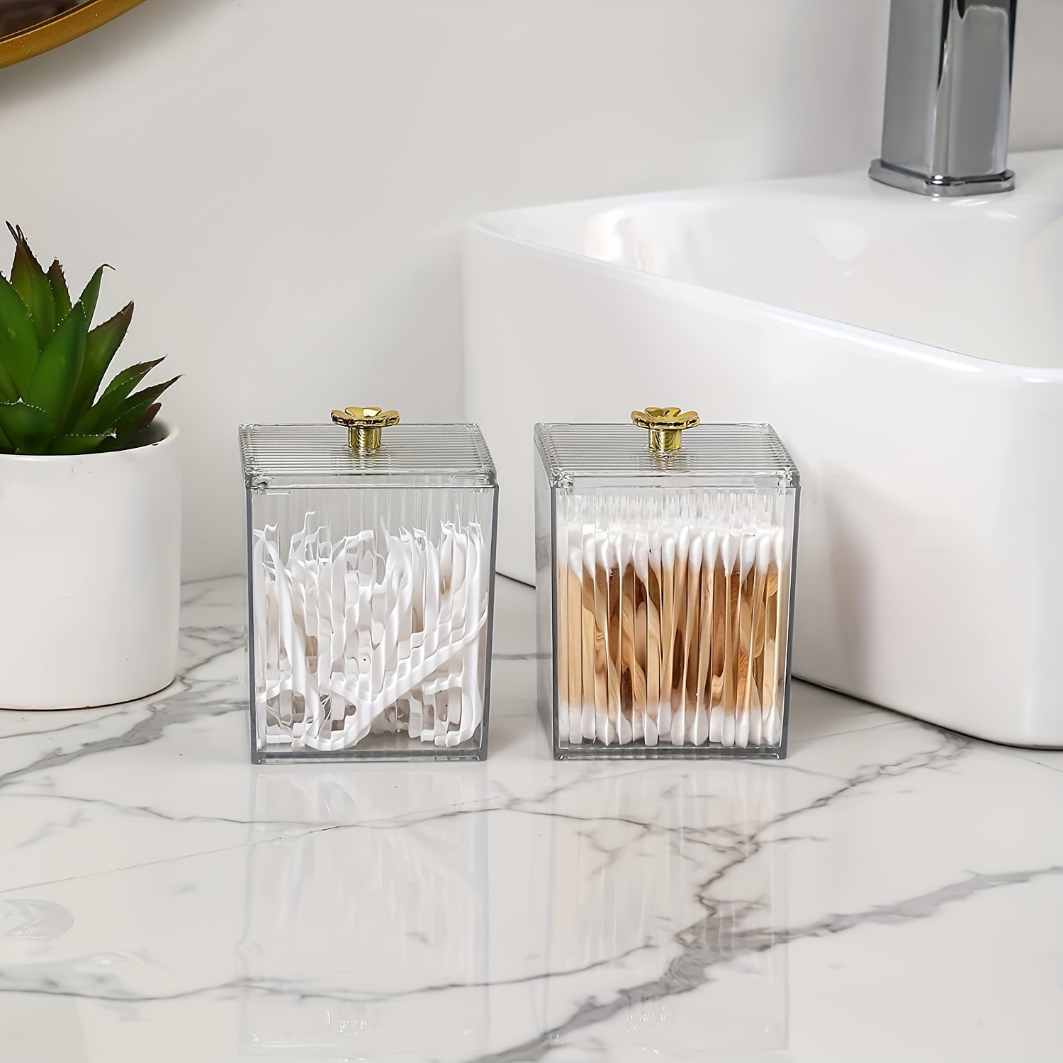 Clear Acrylic Cotton Swab Pads Holder