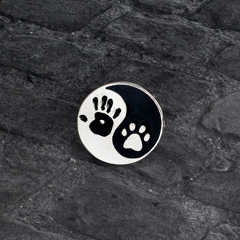Men's Tai Chi Decorative Button with Cat Paw Print