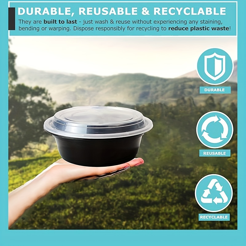 Disposable Food Round Plastic Container With Lid Reusable - Temu