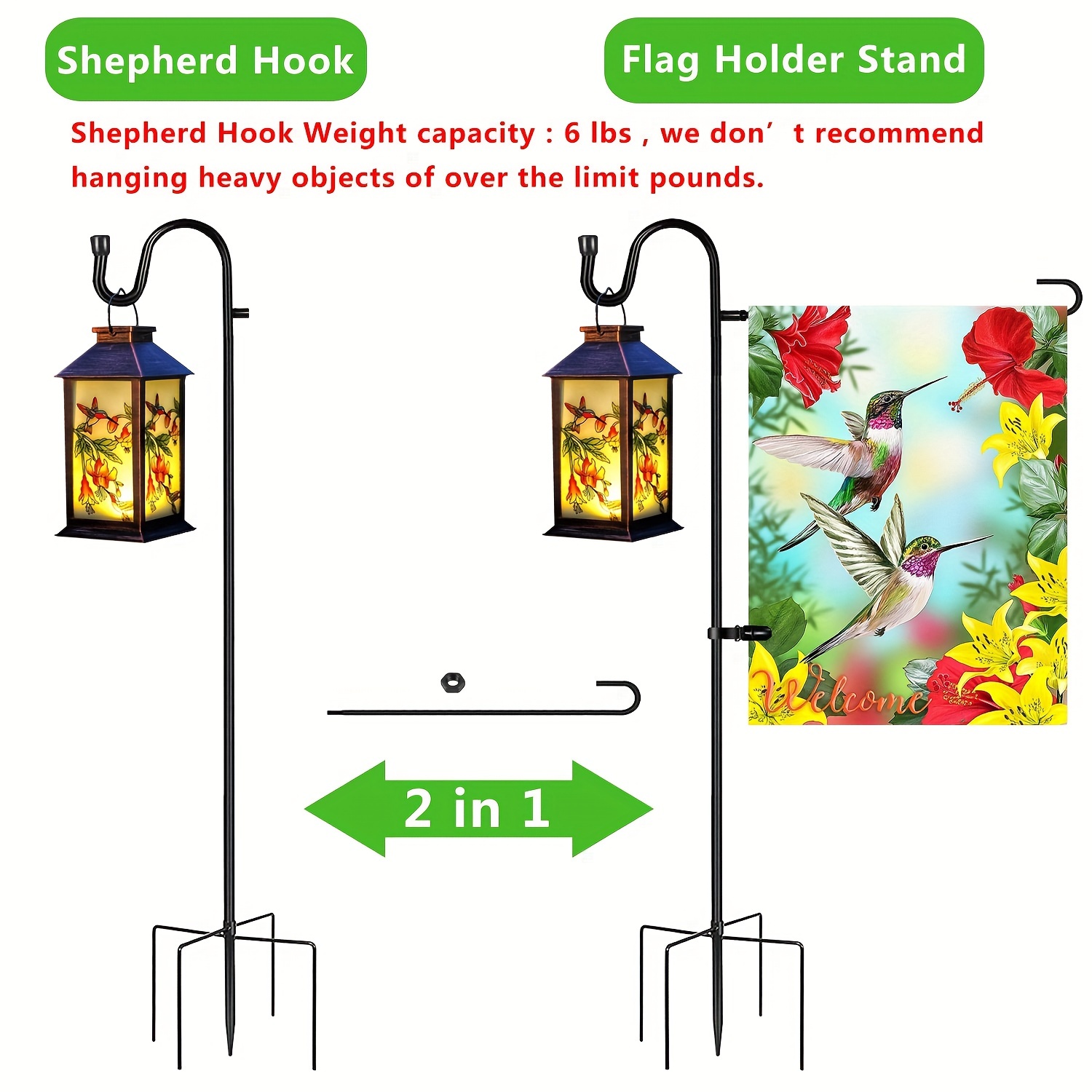 1 Pc Shepards Hooks for Outdoor shepherds hook stake garden flag stake Yard