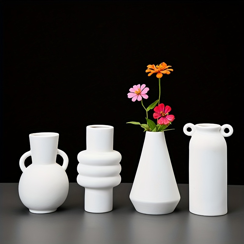 Buy Black and White Vase Set, 9.3” Tall White Ceramic Vase for Flowers,  Matte Black Vase for Decor Modern, Decorative Vase for Home Decor Boho Vase,  Black Flower Vase Modern Home Decor (