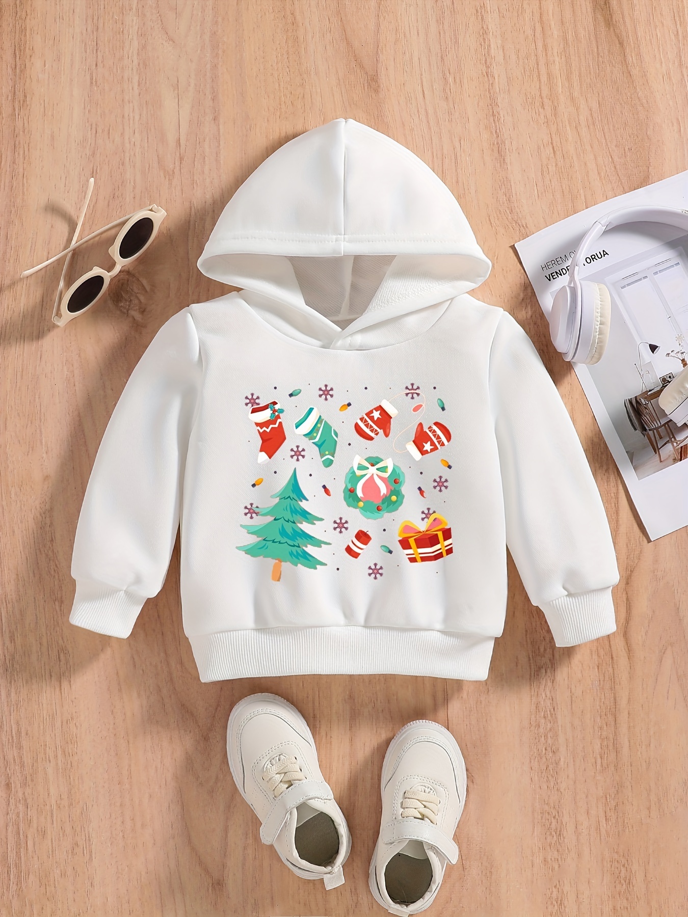 Christmas Tree and Snowman Pattern Black Baby Boy/Girl Long-sleeve Knitted Sweater