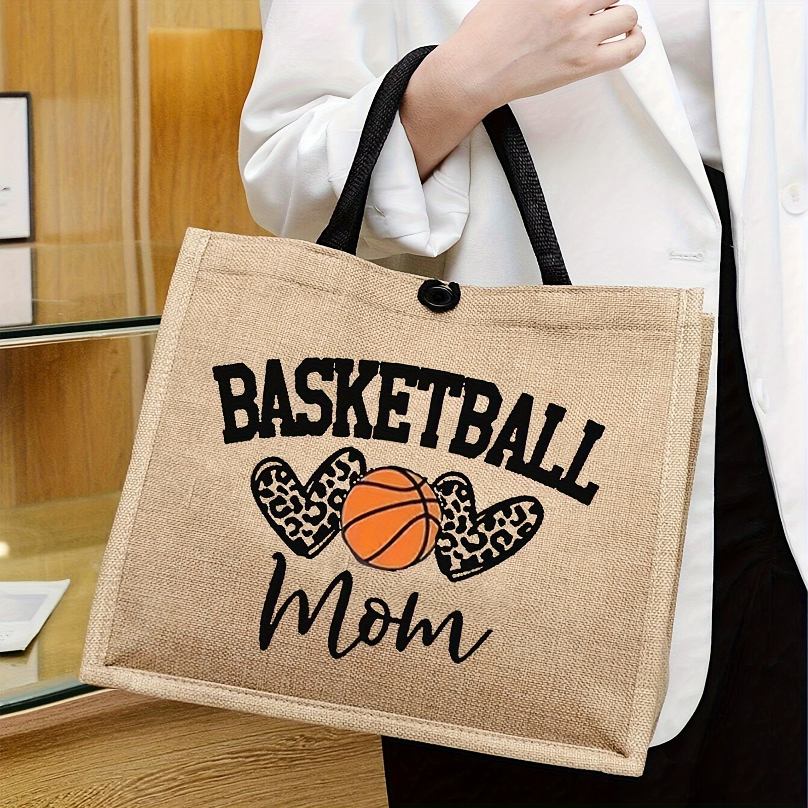 

Fashion Basketball Print Tote Bag, Large Capacity Gift Bag, Women's Casual Handbag For School Commute Shopping