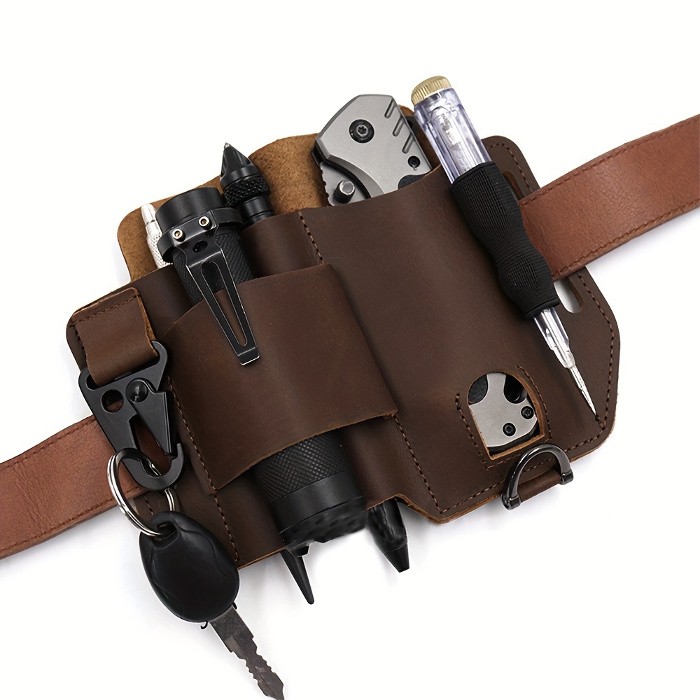 EDC Belt Organizer Leather Sheath for Leatherman Multitool Knife