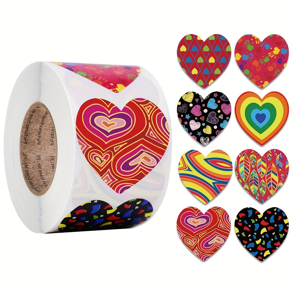 500 Labels Love Rainbow Sticker Heart Shape Scrapbooking - Temu