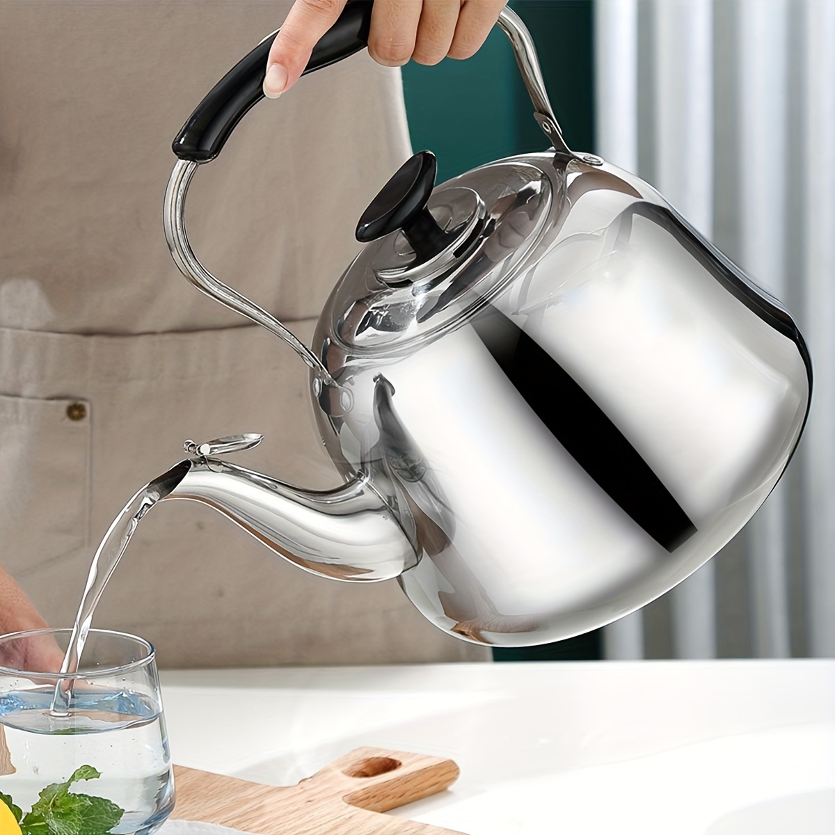 Portable Glass Tourist Kettle with Whistle Flask for Hot Water