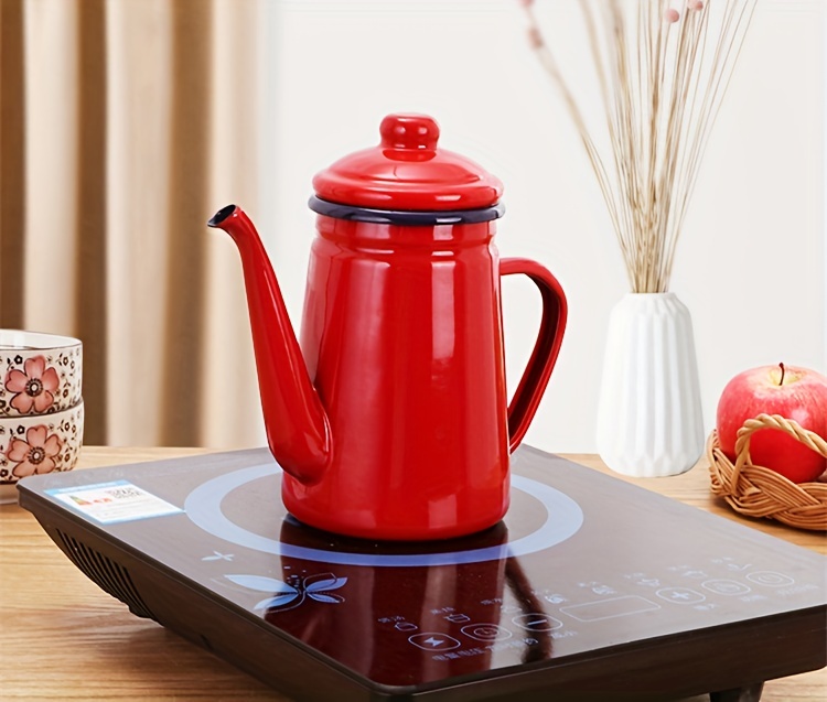 1pc retro thickened enamel tea kettle 1 1l enamel coffee kettle oil kettle kettle enamel kettle enamel kettle milk tea kettle cooling kettle   drinkware home kitchen items back to school supplies details 2