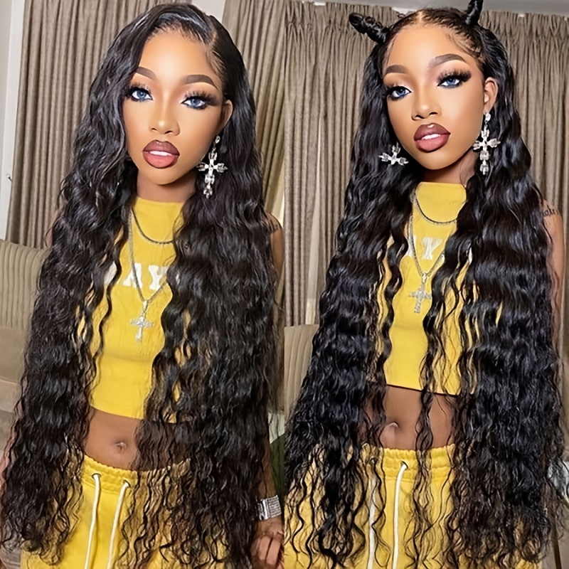 Deep Wave 4x4 Lace Closure Wig 180% Density Wear Go Wigs New - Temu