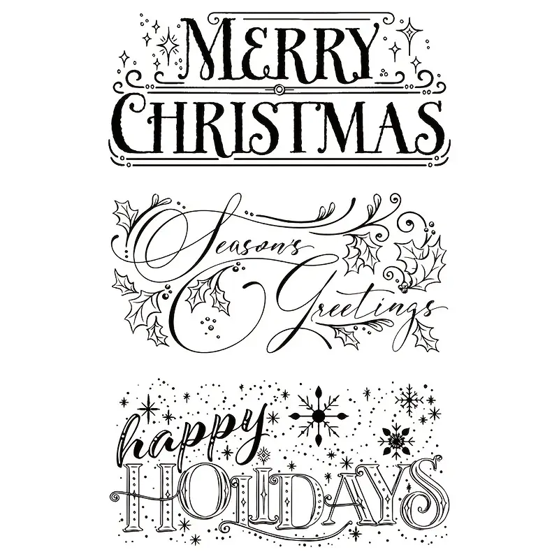 One Piece Classic Merry Christmas English Word Graphic Clear Stamp Quote  For Holiday Cards Scrapbooking - Temu