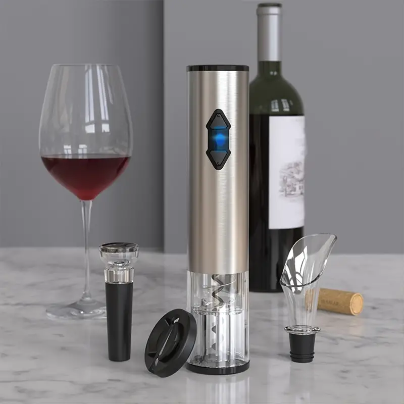 1pc electric wine opener automatic electric wine bottle corkscrew opener with foil cutter for wine lover 4 in 1 gift set details 9
