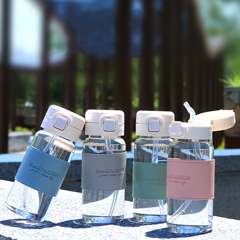 

Clear Water Boottle With Straw And Anti-scalding Sleeve, Outdoor Sports Water Bottle, Christmas Gift