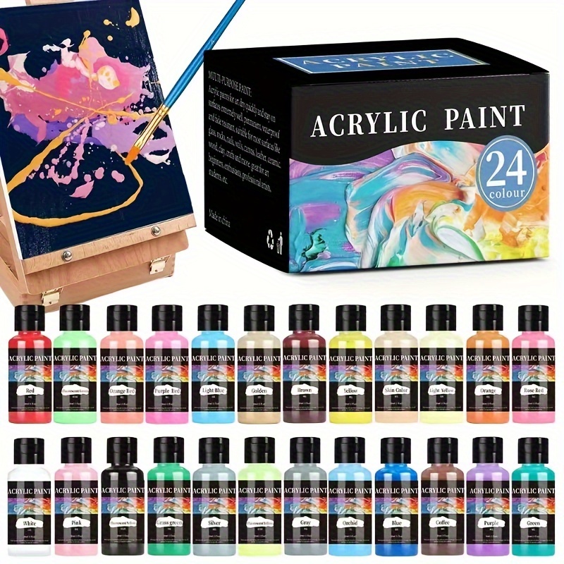  Colorful Fabric Paint Set for Clothes with 24 Colors