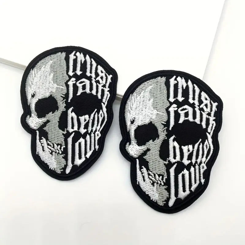 10pcs Black Embroidered Patches, Iron on and Sew on Applique, Embroidery Badge Emblem, Clothing Repair and Decoration, Stickers for Clothes DIY
