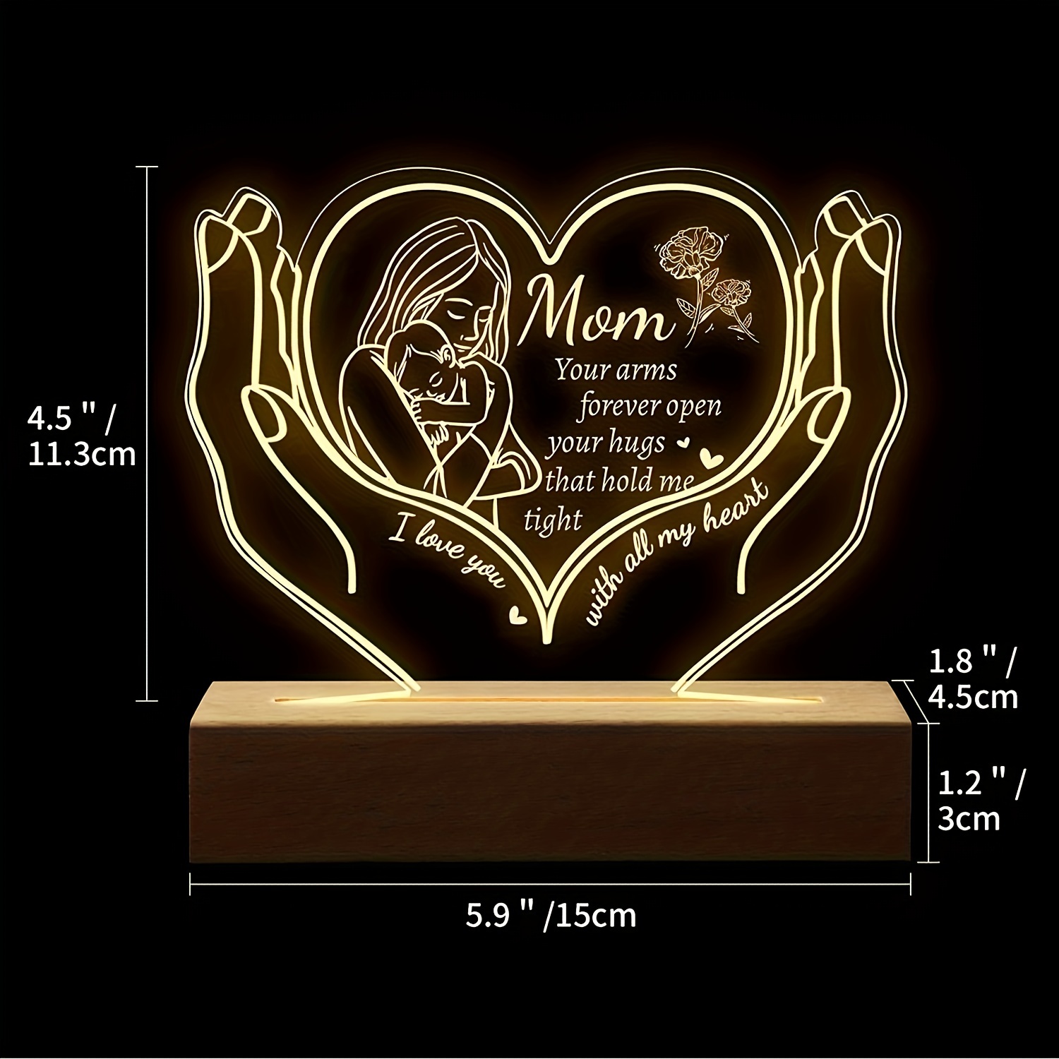 Mother's Day Gifts from Daughter Heart Acrylic Engraved Night Light Gifts  for Mom Stepmom Mother in …See more Mother's Day Gifts from Daughter Heart
