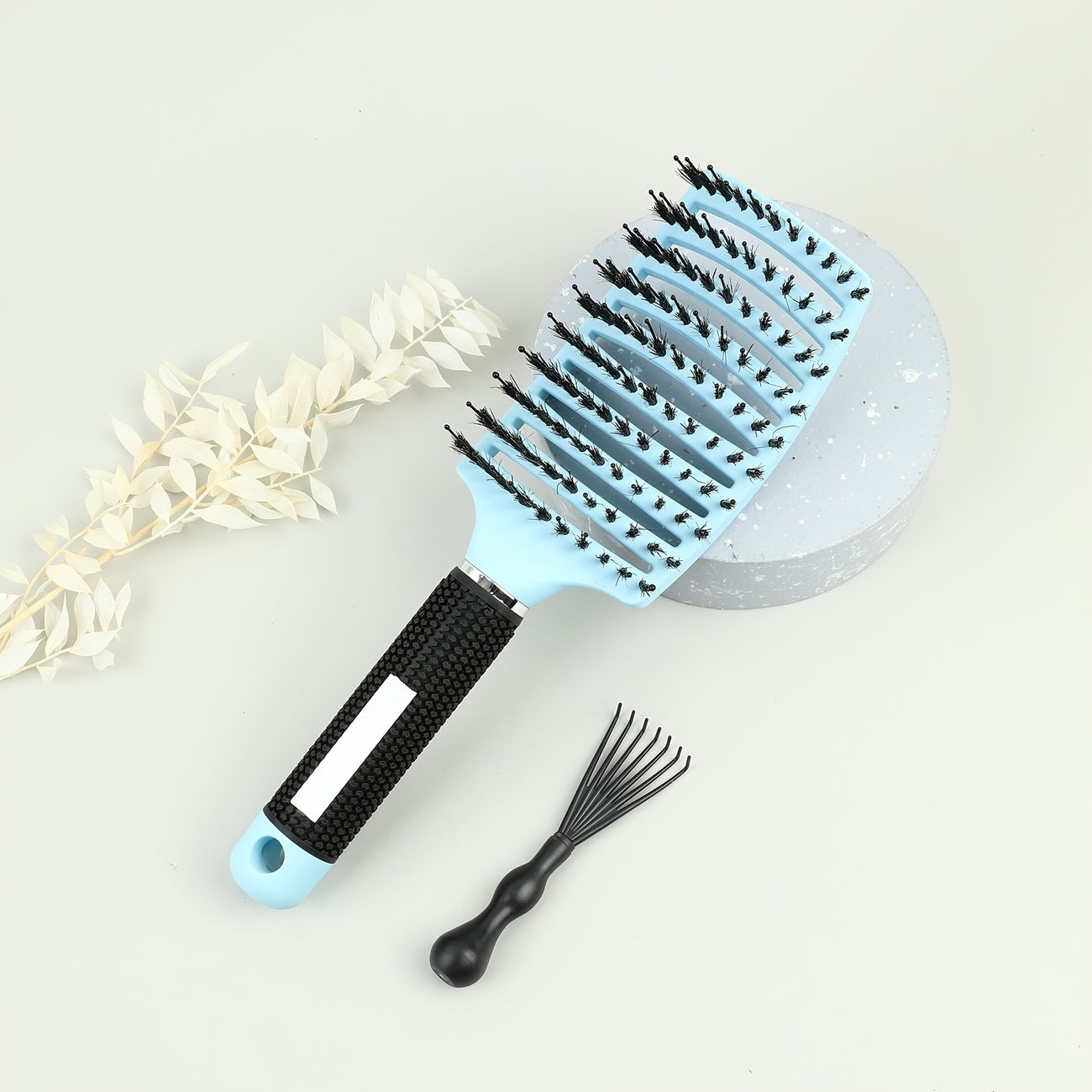 Boar Bristle Hair Brush Curved Vented Styling Hairbrush Faster Blow Drying  Paddle Detangler Brush For Wet Dry Curly Thick Hair Smoothing Massaging  Detangling For Women Men Kids With Cleaning Brush Blue |
