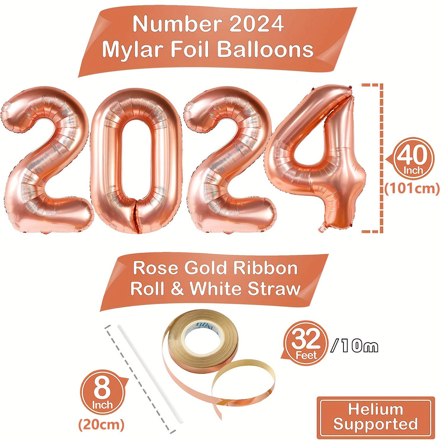 2024 Balloons, 40 Inch Number Balloon, Graduation Balloons, 2024 Balloons  Graduation, 2024 Balloon Numbers, Graduation Balloons Class of 2024, 2024