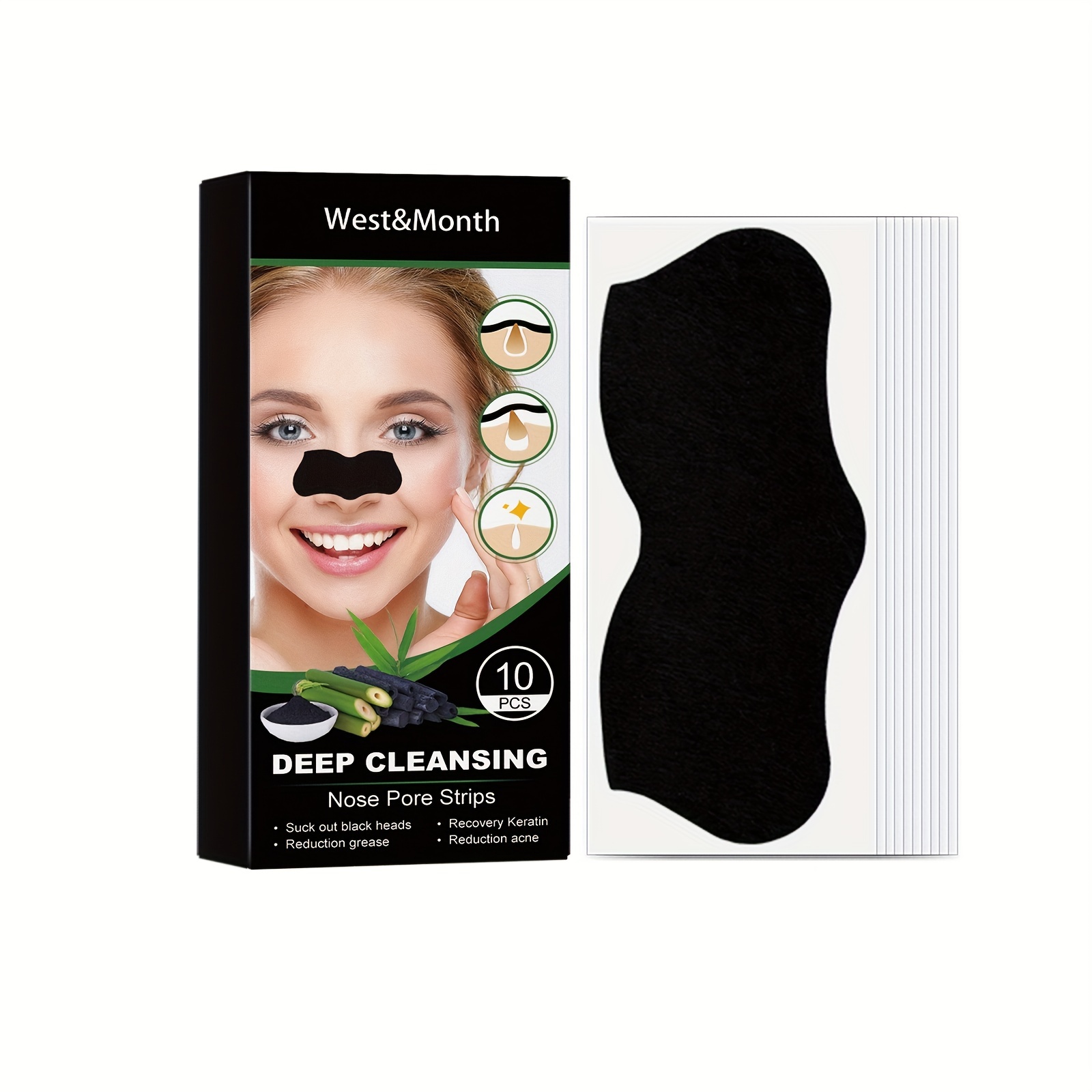 Bamboo Charcoal Nose Blackhead Remover Face Mask Nasal Patch Deep