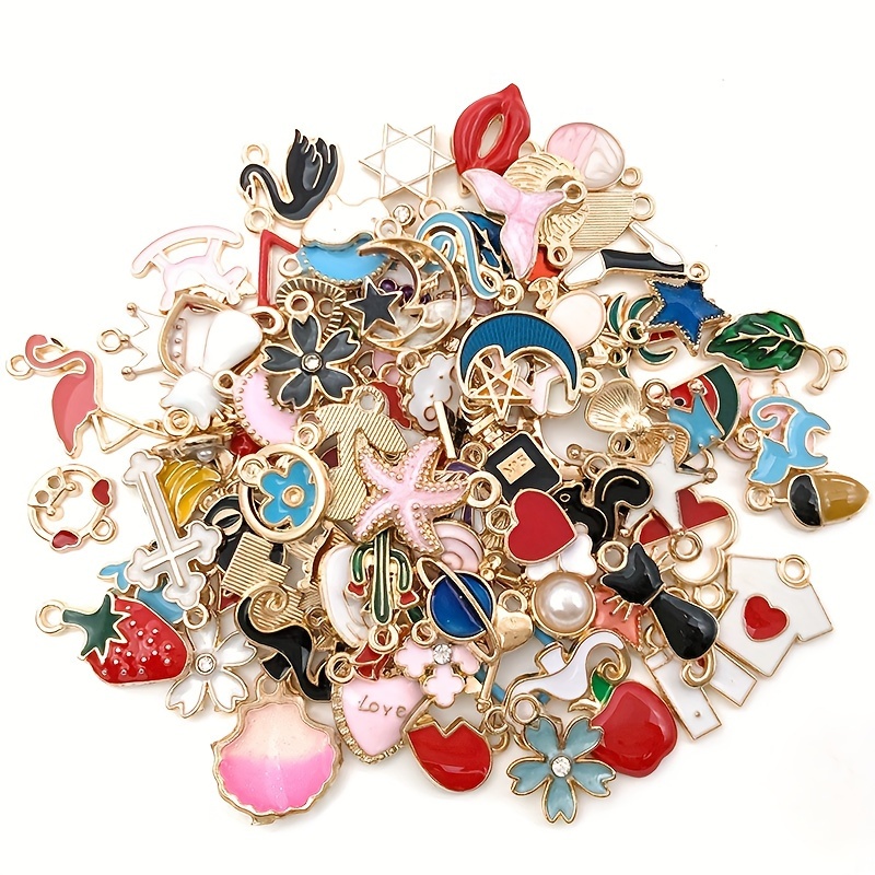 30Pcs Mixed Cute Enamel Charms Pendant DIY Bracelet Neacklace For Jewelry  Making