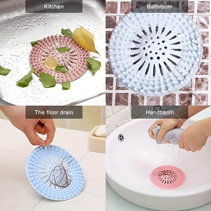 Square Hair Drain Cover For Shower Silicone Hair Stopper With Suction  Cup,easy To Install Suit For Bathroom,bathtub,kitchen 2 Pack