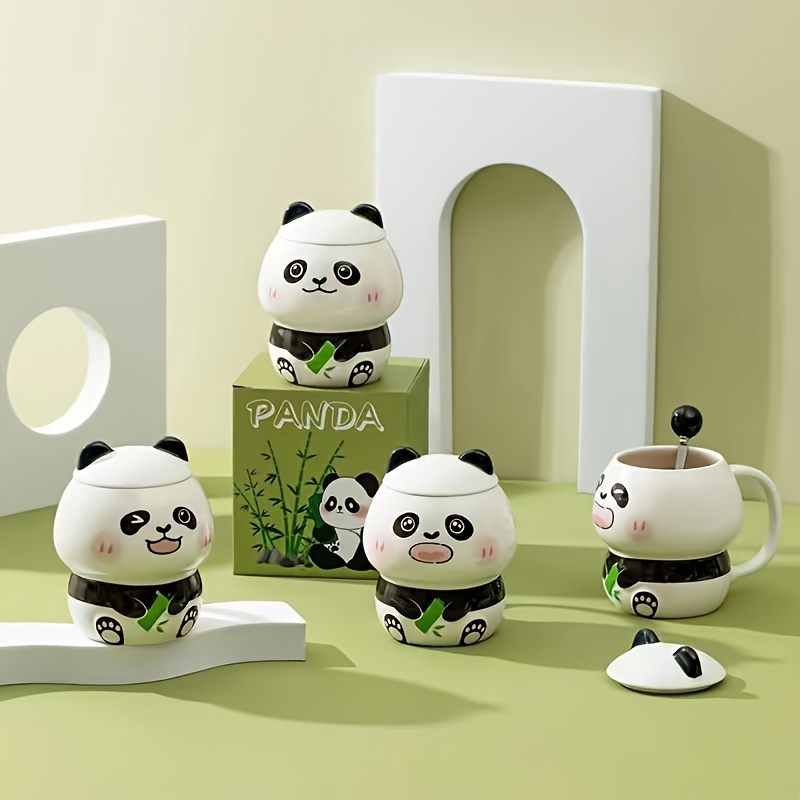 Cartoon Embossed Panda Mug High looking Cute Ceramic Cup Lid - Temu