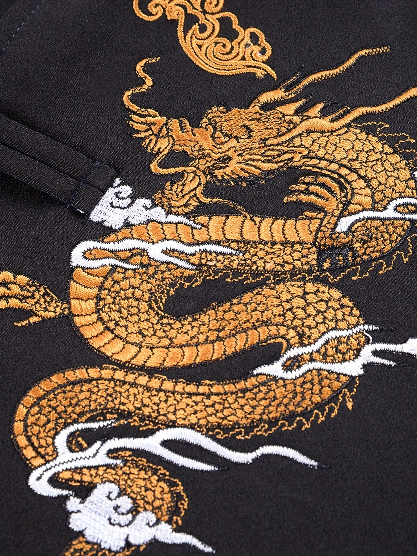 Tang Dragon Pattern Embroidery Men's Tai Chi Kungfu Uniform Coat Long  Sleeve Chinese Traditional Tops (Chinese Size, Please Check The Size Guide  Caref