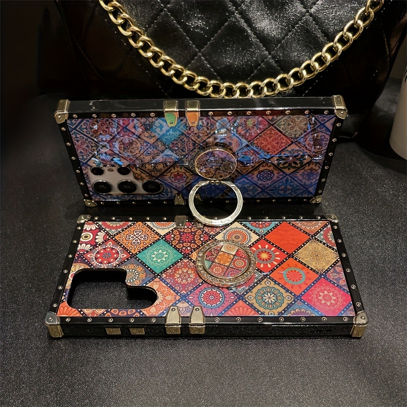 Fashion Square Leather Phone Case For Samsung Galaxy S23 Ultra