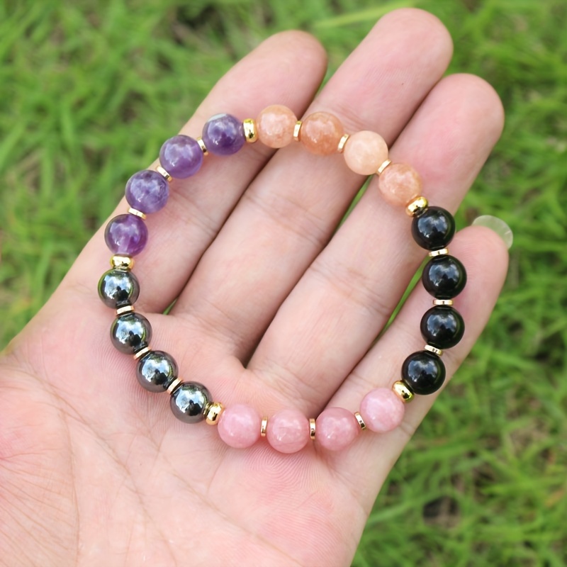 Natural Sunstone Beads Bracelets, Gemstone Round Beaded Healing