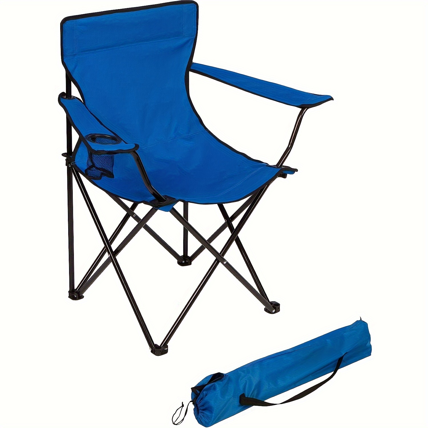 PORTAL Cómoda silla de campamento plegable para exteriores, ligera,  portátil, para adultos, soporta hasta 300 libras, color negro