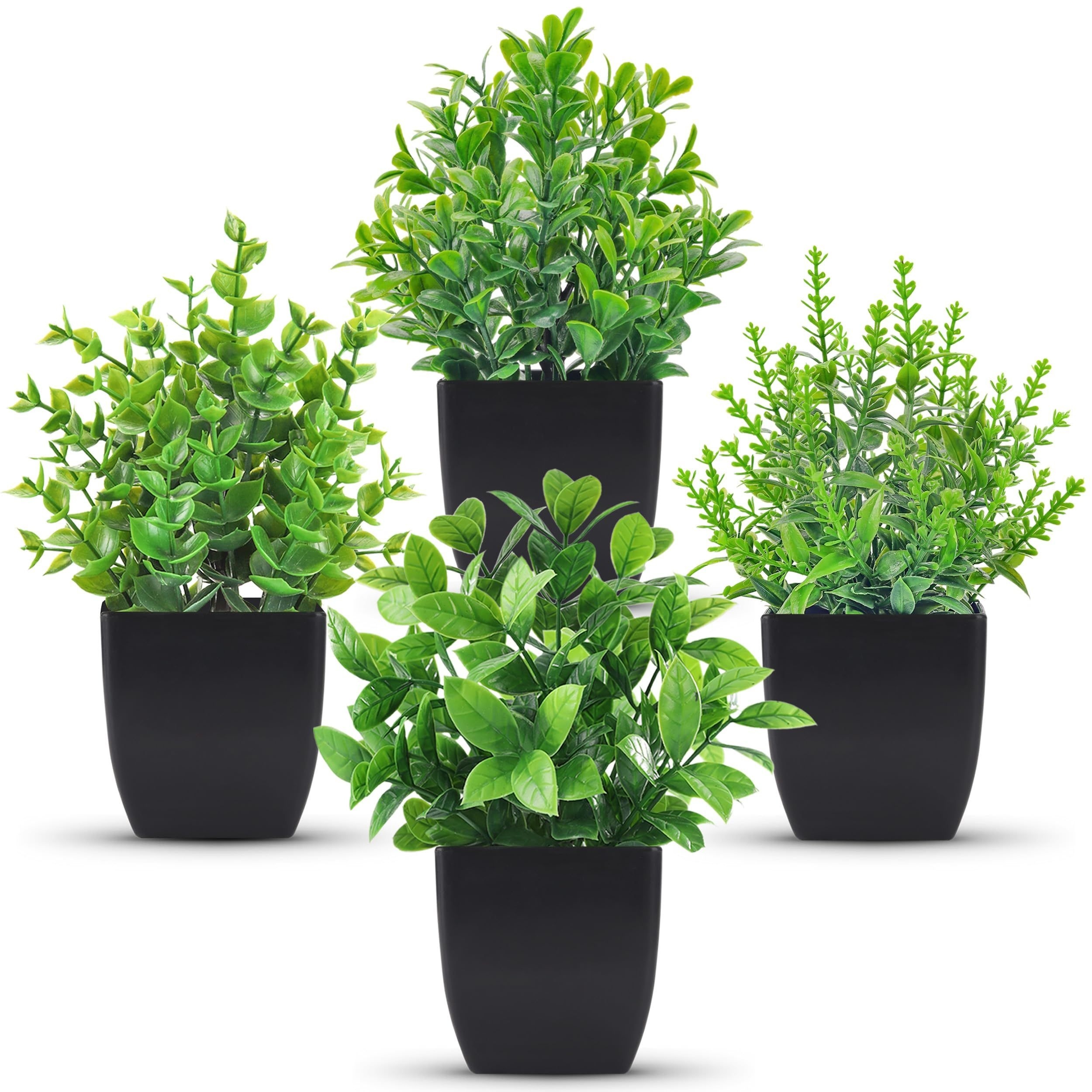 Ogrmar 4 piezas Mini Plantas Artificiales Plásticas Césped en Maceta  Pequeña Plantas Artificiales Verdes/Mini Plantas Topiarias Arbustos Falso  Plantas