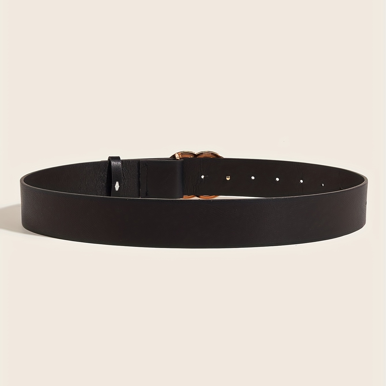 Time and Tru Women's Double Circle Buckle Belt, Black