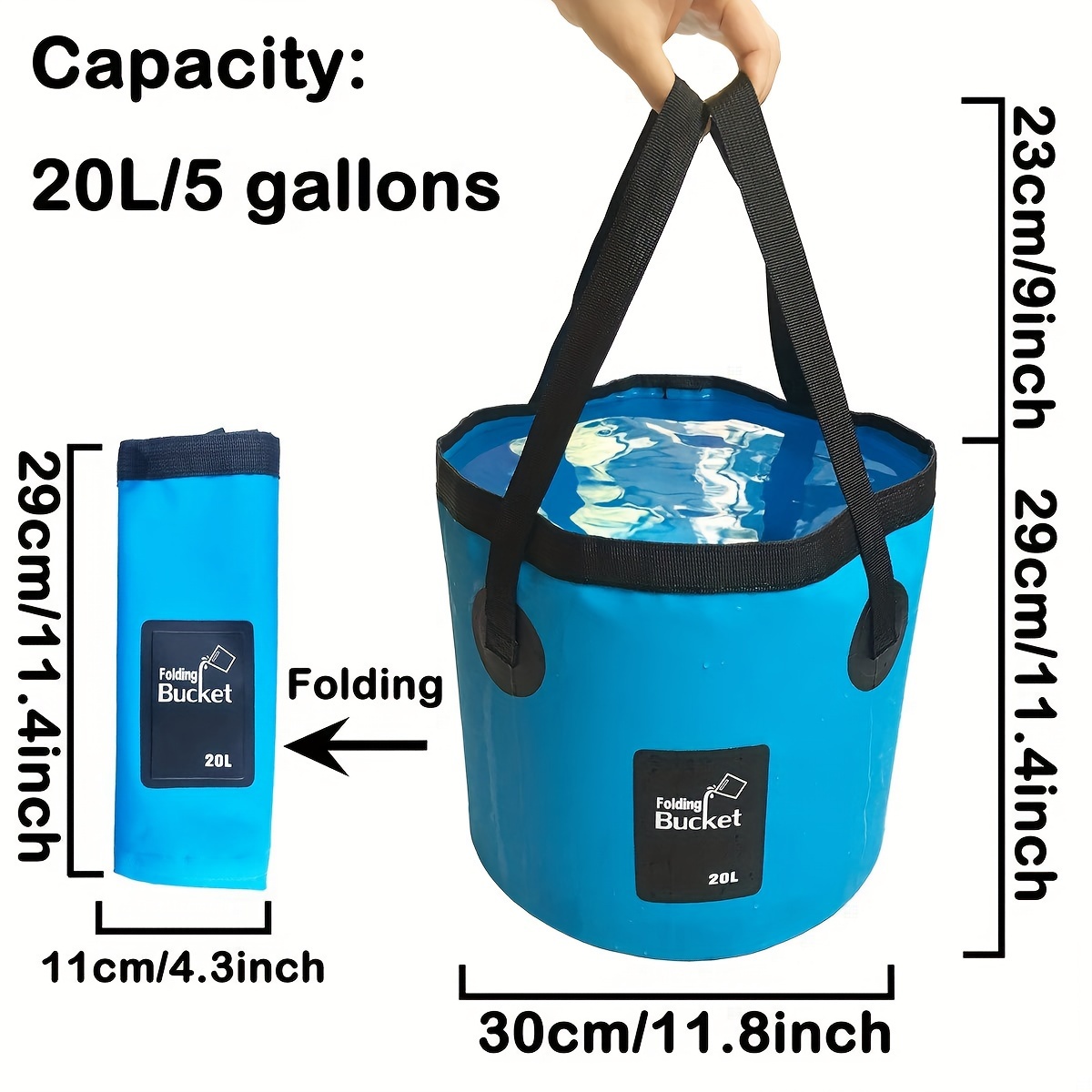 AUTODECO 2 Pack Collapsible Bucket 5 Gallon Container Folding Water Bucket Portable Wash Basin for Outdoor Travelling Camping Fishing Gardening Car