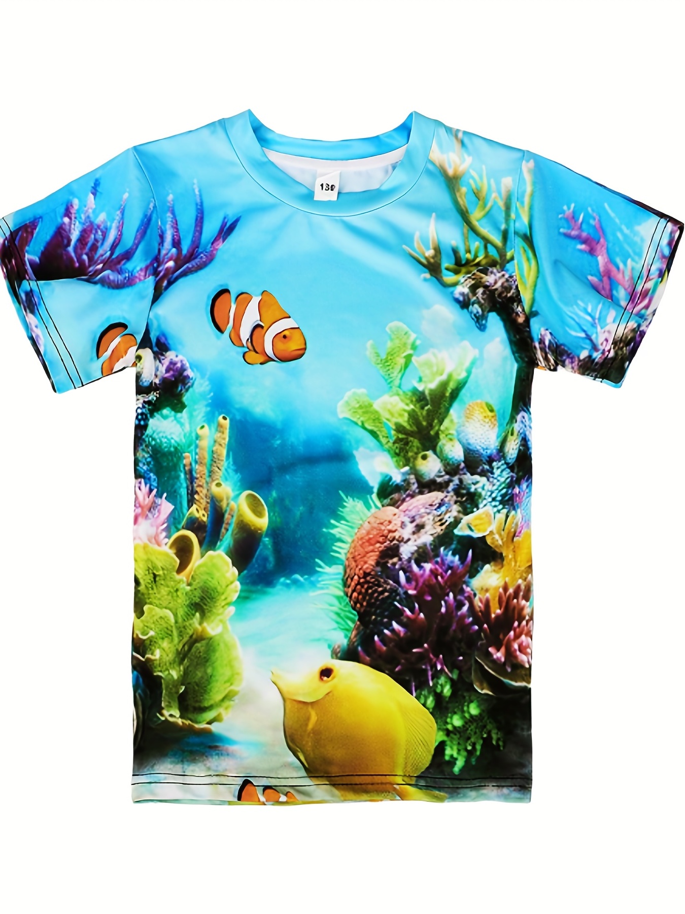 Stylish Fish Print T Shirt Tees Kids Boys Casual Short - Temu