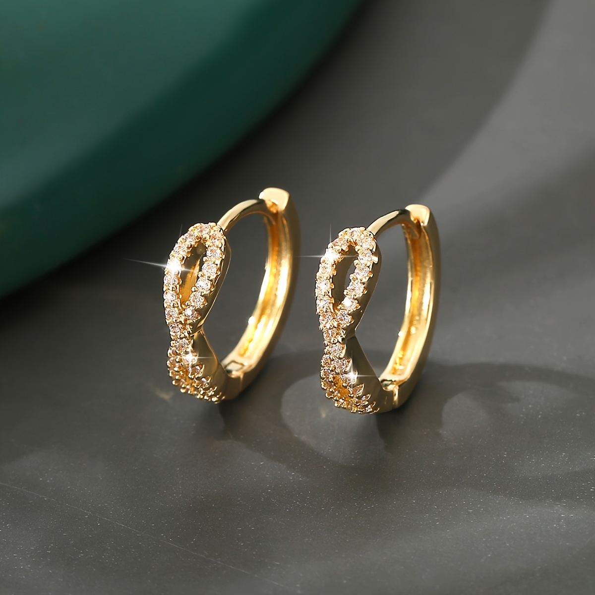 TEMU Elegantes Pendientes de Aro con de Cobre y Circonita - Sin Níquel, Perfectos para Casual y Regalo de San Valentín