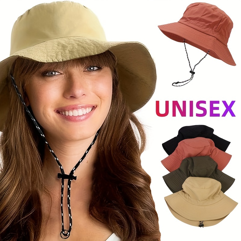 

Outdoor Waterproof Bucket Hat Solid Color Wide Brim Unisex Sun Hats Classic Foldable Boonie Hats For Women Men Outdoor Hiking Fishing