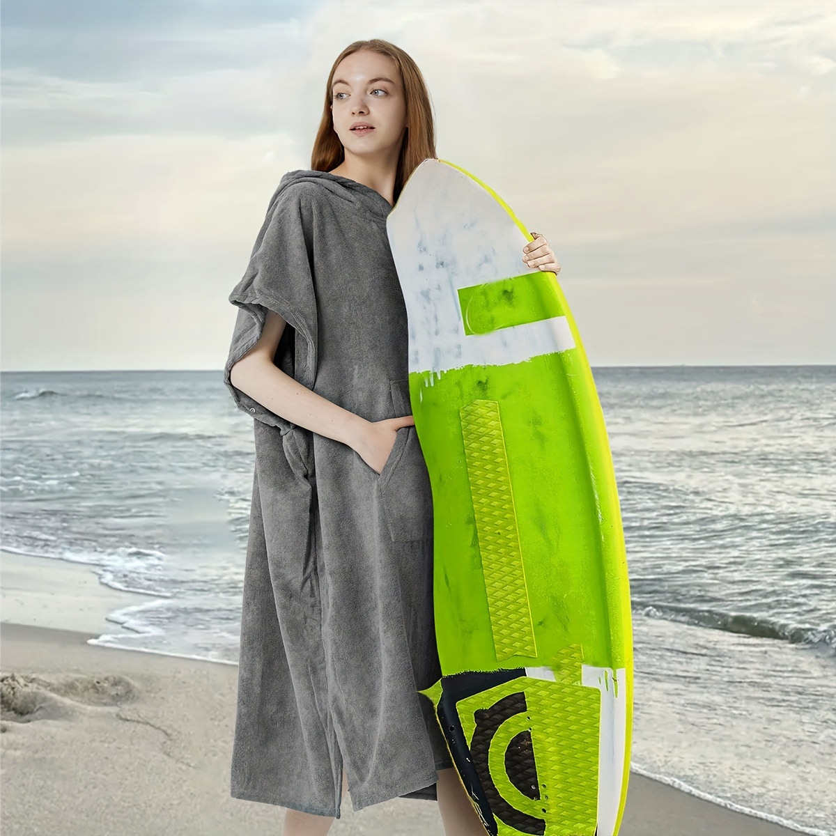 SEASHORE TREE Toalla de playa con capucha, toalla de natación, bata para  adultos, poncho de surf de secado rápido para mujeres y hombres, azul lago