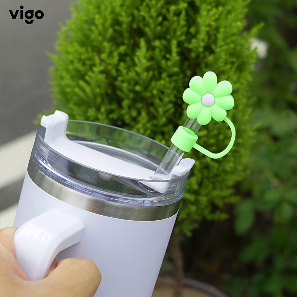 4PCS Glass Straw Tips Cover Reusable Drinking Straw Tips Cap Clear