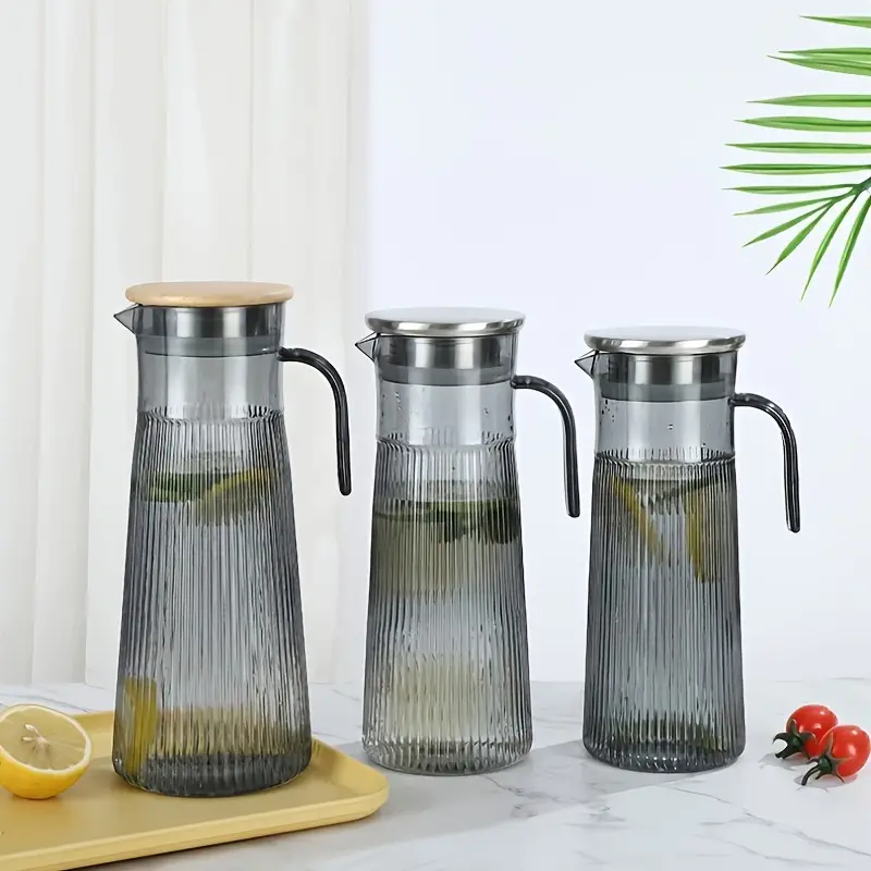 Acrylic Pitcher With Lid Heavy Duty Vertical Stripes Pattern - Temu
