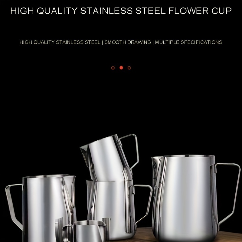 Pointed Nose Pull Flower Cylinder Thickened 304 Stainless Steel Coffee Pull  Flower Cup Professional Coffee Maker Milk Frother Cup Utensils - Temu