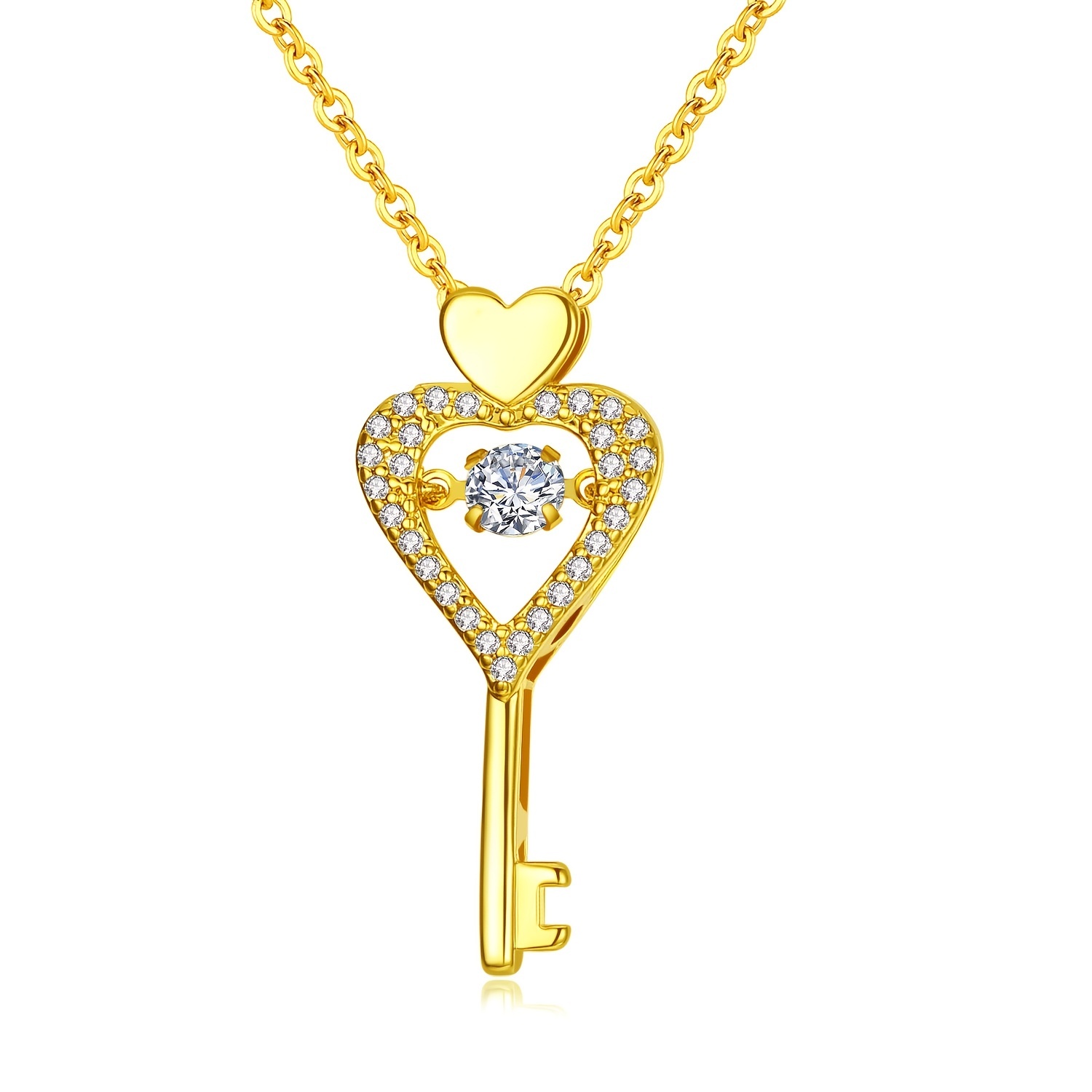 Lock & Key Shape Pendant Necklace Inlaid Shiny Zircon Punk Style Neck  Jewelry Romantic Meaning Jewelry For Valentine's Day Gift - Temu